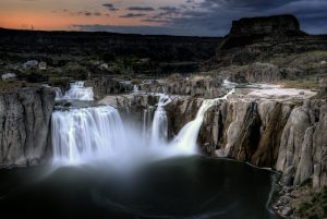 Shoshone Falls Twin Falls Idaho blurred water at sunset