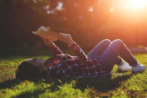 Reading a Book Outside